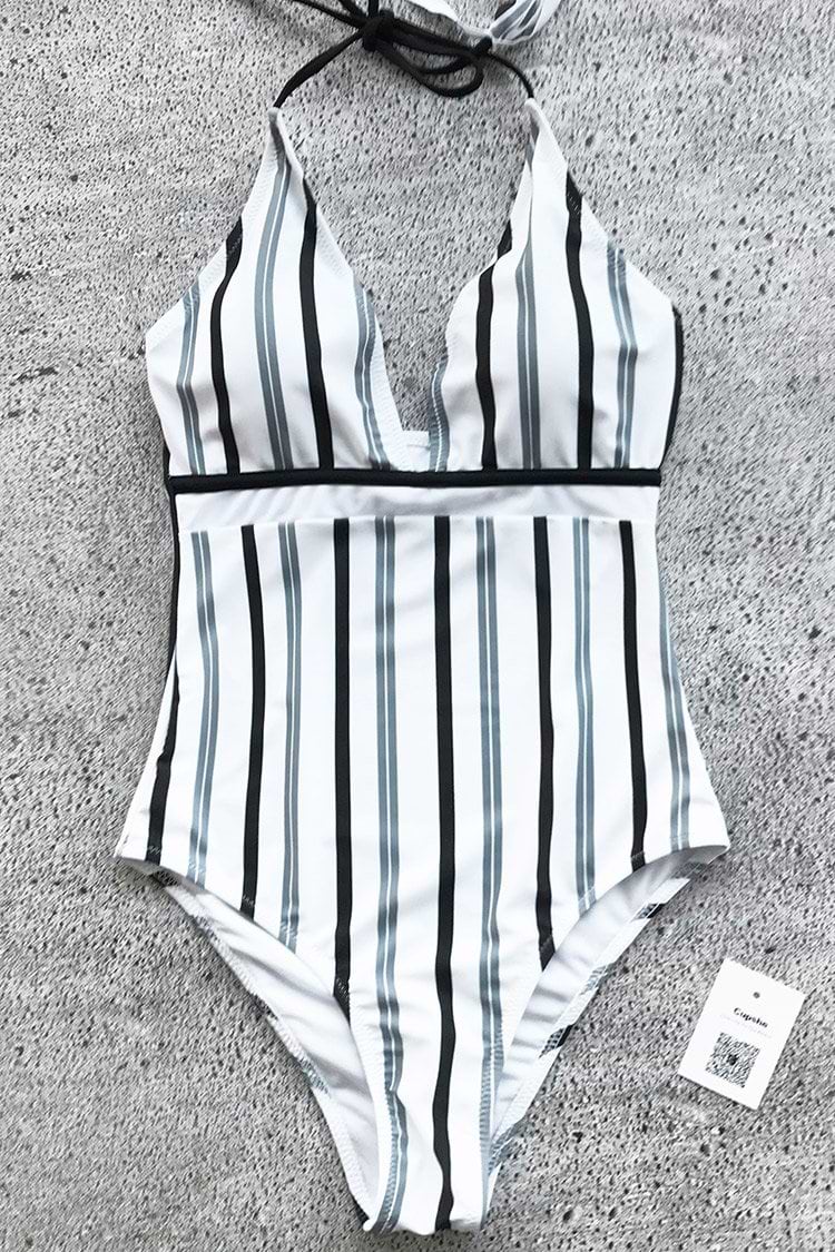 Eis Und Schnee Liebe Streife Badeanzug