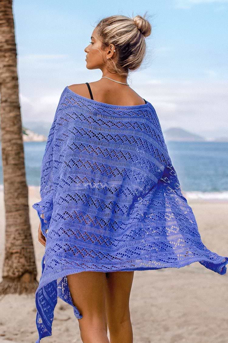 Cover up caftan bleu à col rond