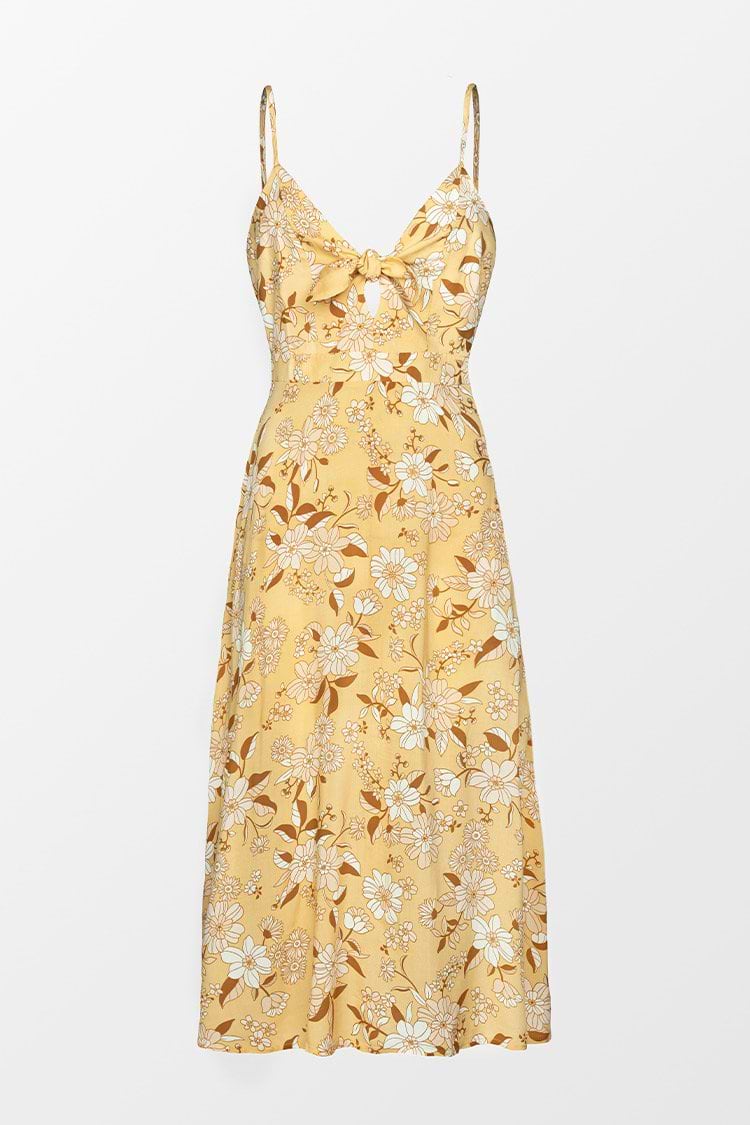 Robe à fleurs découpée avec noeud