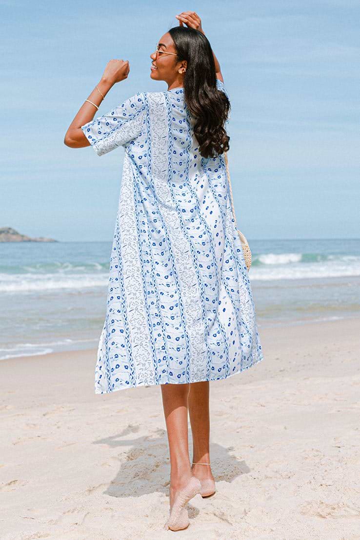 Kimono à demi-manches et ouvert devant