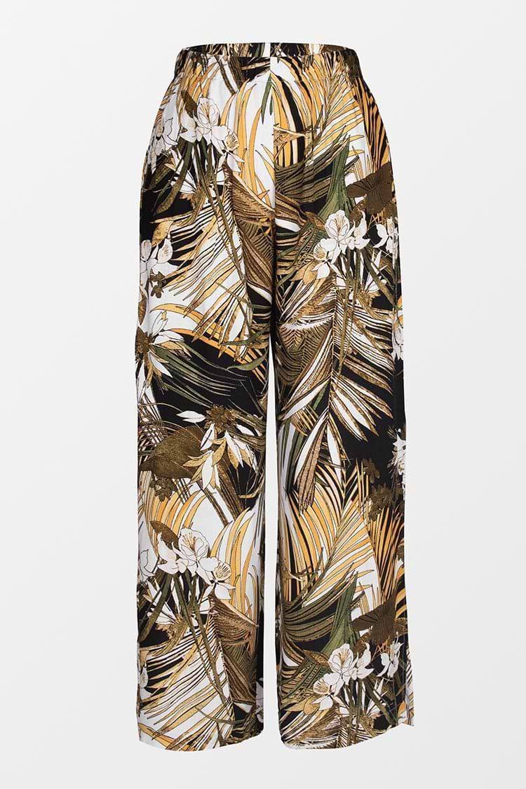 Alexandria Tropical Plants Elastic Waist Pants