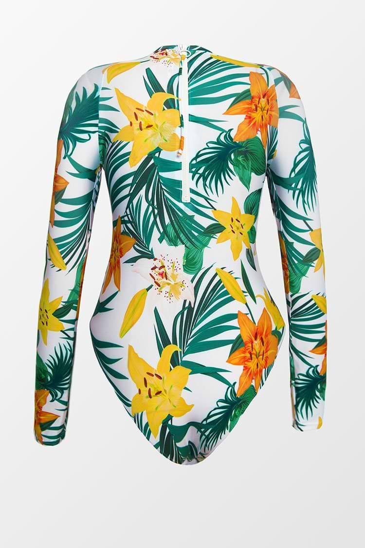 Erica Floral And Tropical Long Sleeve One Piece Swimsuit
