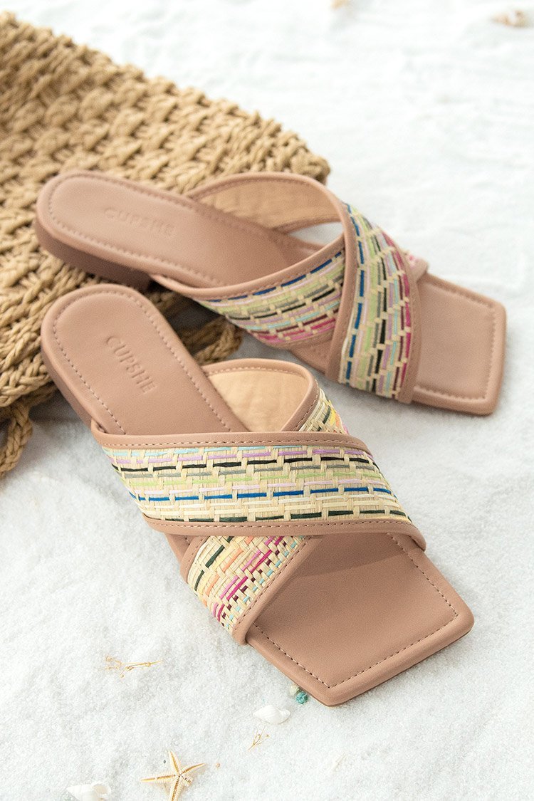 Hidden Gem Woven Strap Slide Sandals