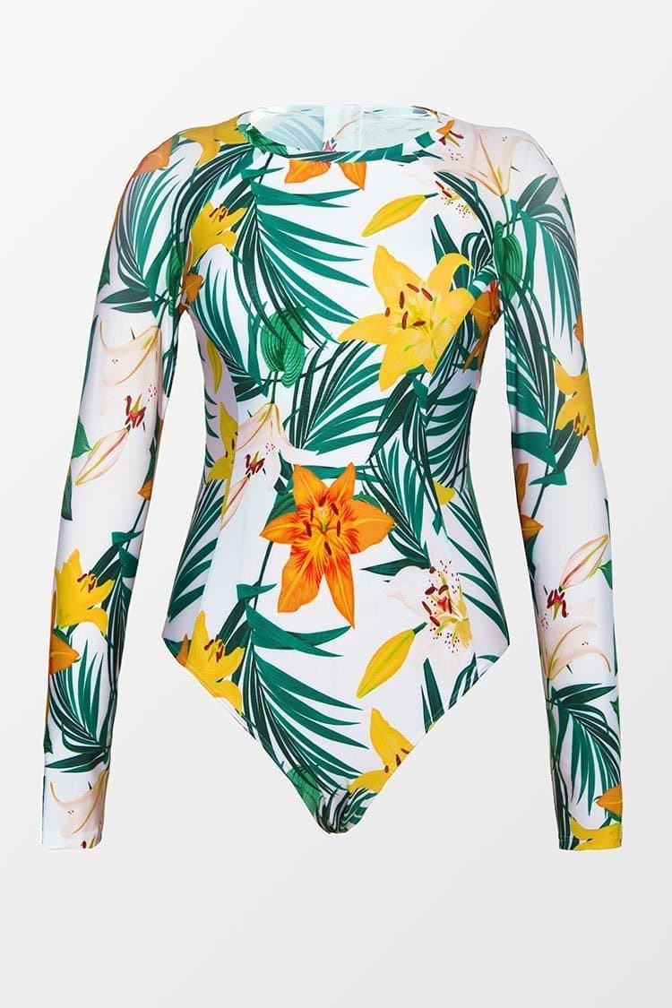 Erica Floral And Tropical Long Sleeve One Piece Swimsuit