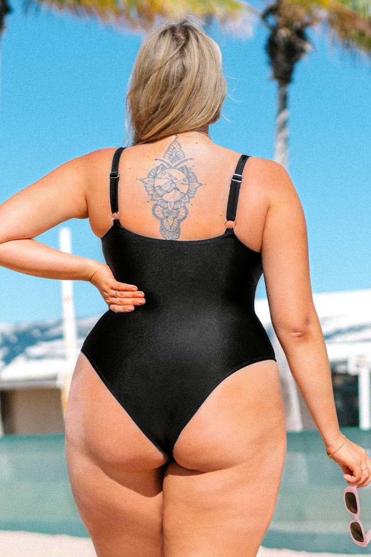 Collins Black Ruched Plus Size One Piece Swimsuit