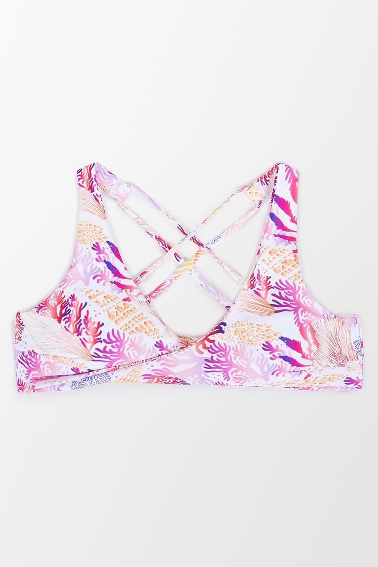 Octavia Coral Print Twist Bikini Top