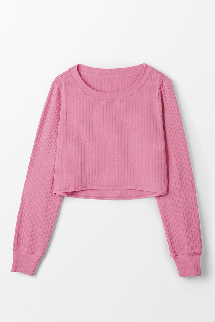 Limitless Pink Rib Round Neck Sweatshirt