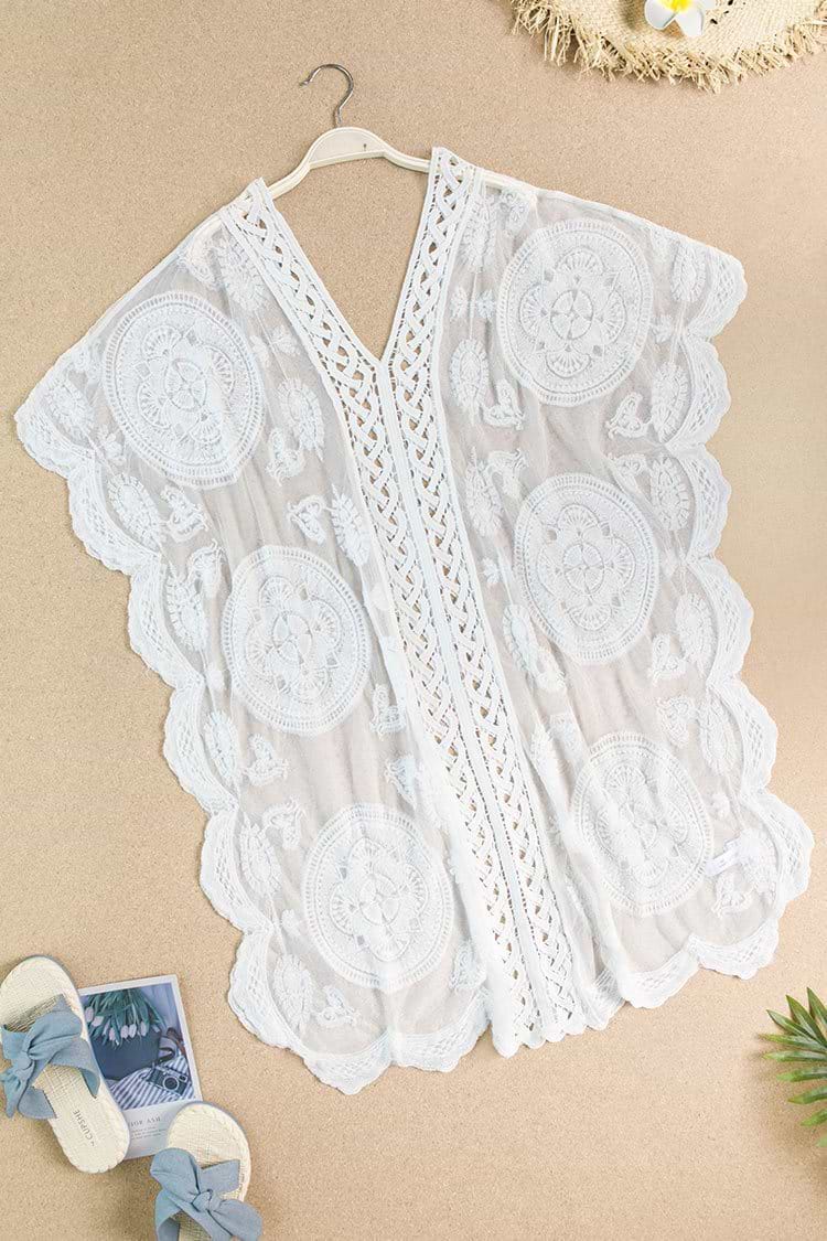 Vera White Embroidery Mesh Cover Up
