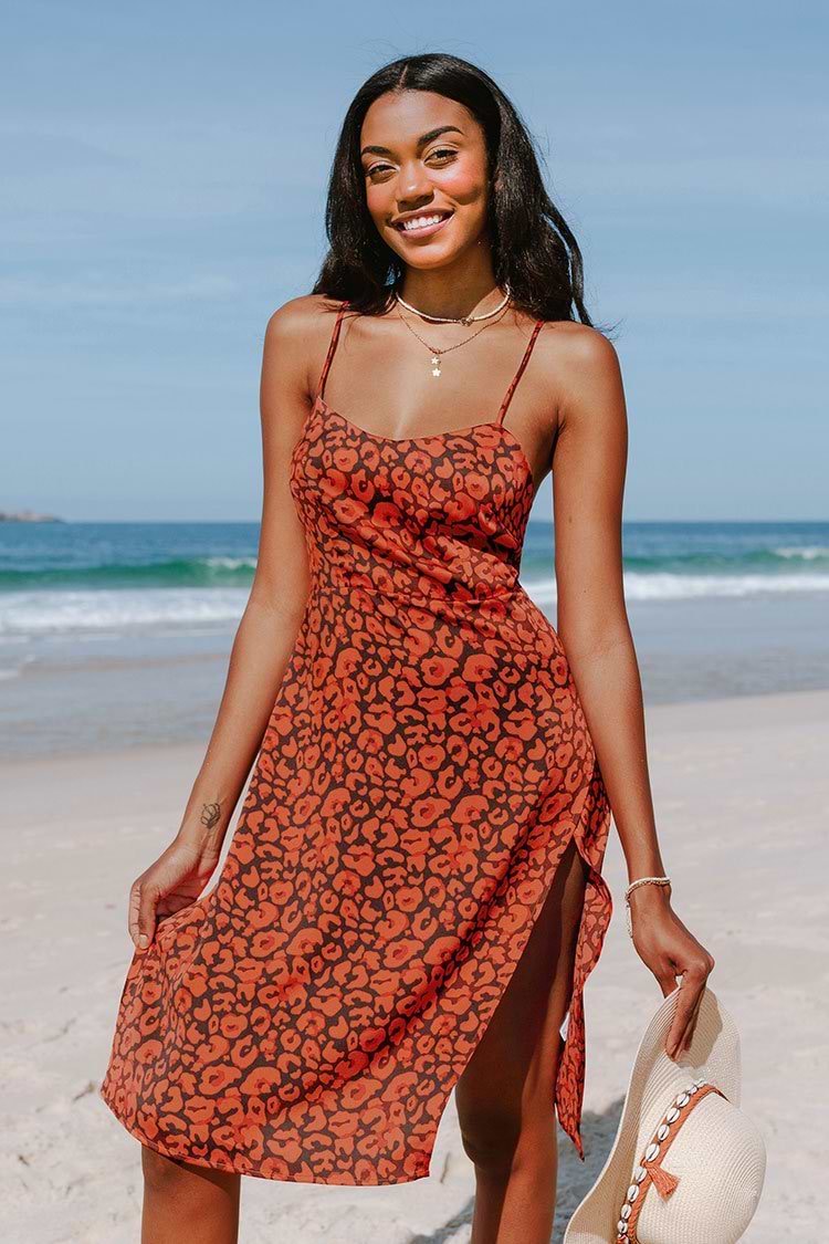 Camryn Lace Up Back Slip Dress