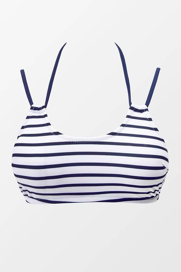 Haut de bikini licou rayé bleu marine