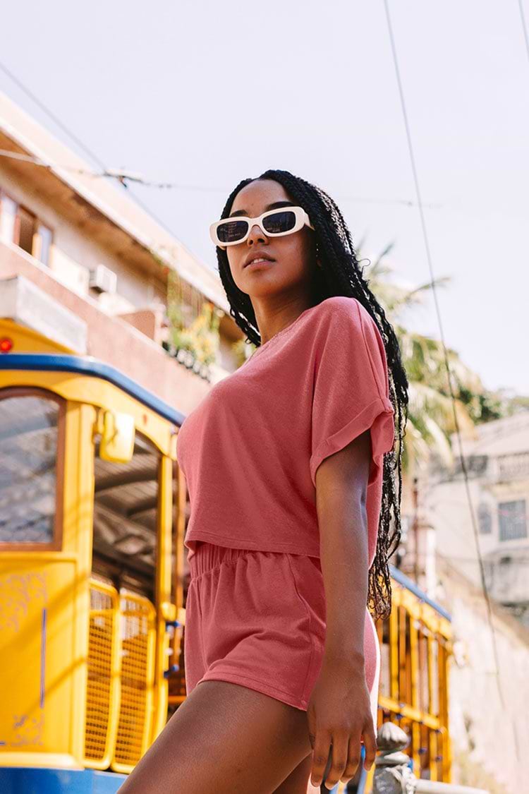 Weekender Solid Top And Shorts Set