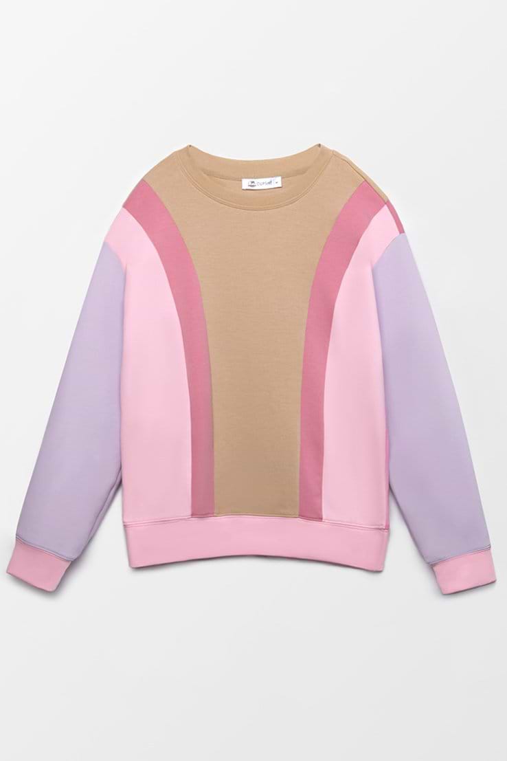 Sunset Farbeblock Sweatshirt mit Langarm