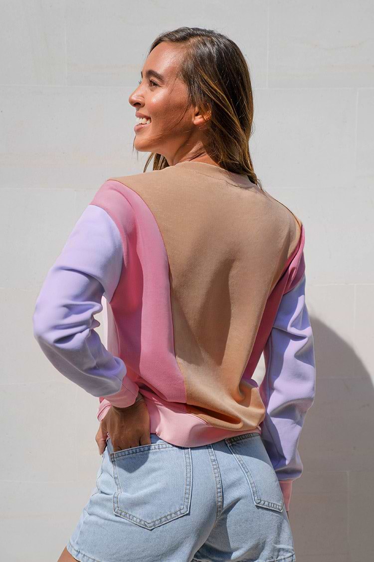 Long Sleeve Color Block Sweatshirt
