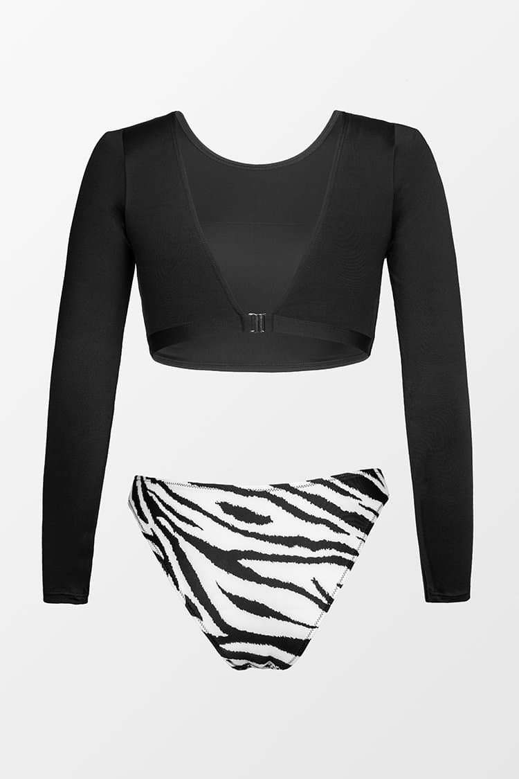 Katrina Zebra Print Back Hook Long Sleeve Bikini