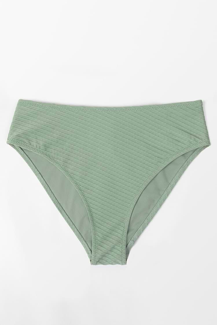 Bas de bikini texturé taille haute vert