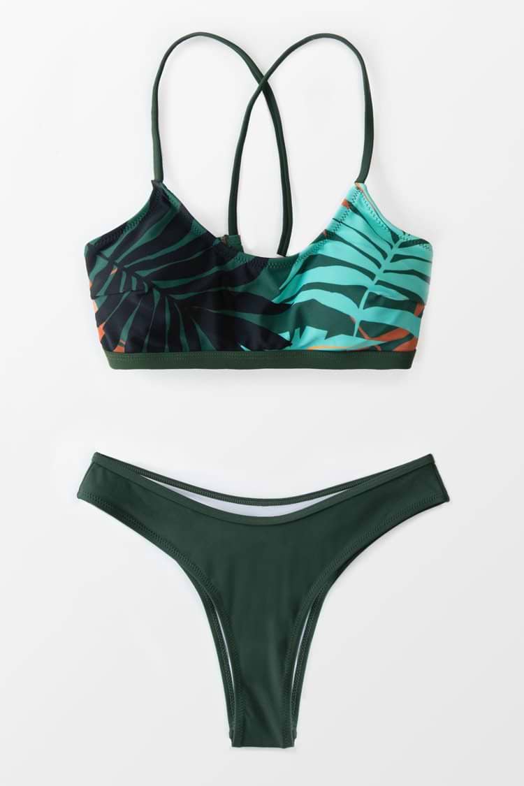 Einfarbiges Bikini-Set mit Schnürung