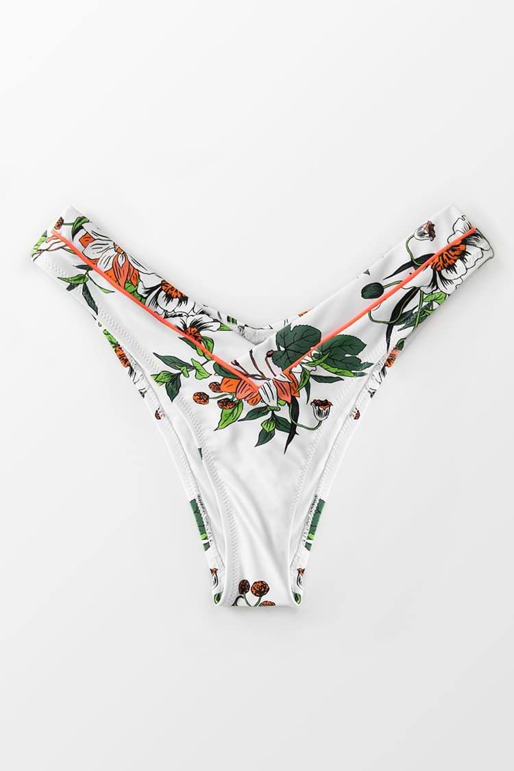 Bikini-Hose mit V Shape und Floralem Muster