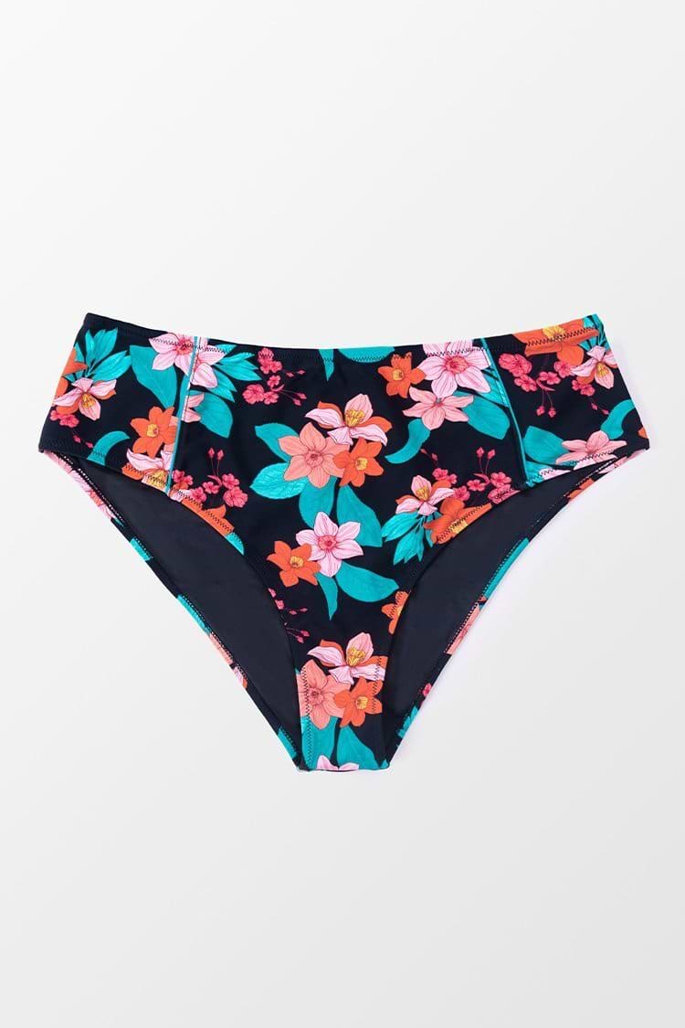 Cynthia Floral High Waisted Plus Size Bikini Bottom
