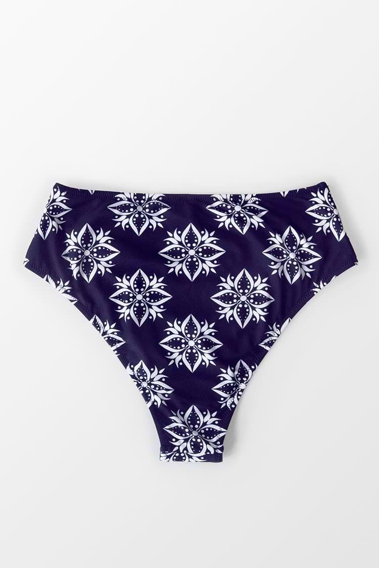 Bas de bikini taille haute à imprimé bohème
