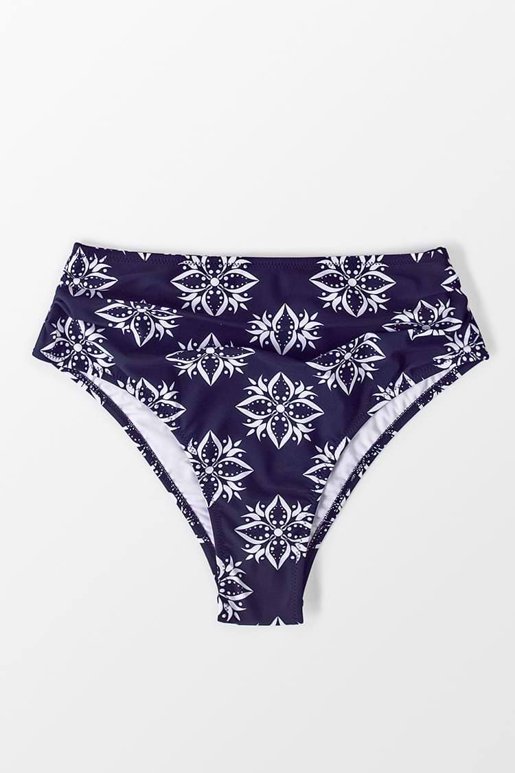 Bas de bikini taille haute à imprimé bohème