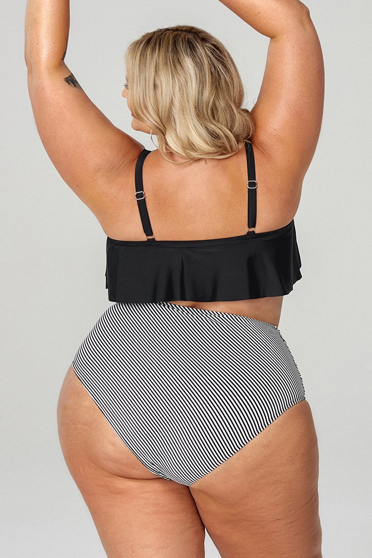 Große Größen Bikini mit Rüschen und High-waist