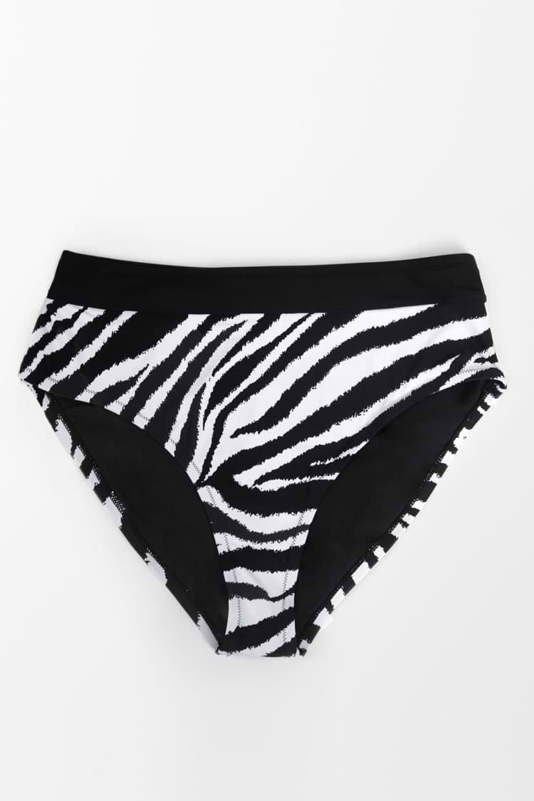 High waist Bikinihose mit Zebrastreifen in großen Größen