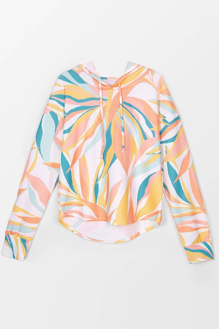 Rückenfreier Hoodie mit Blätterprint.