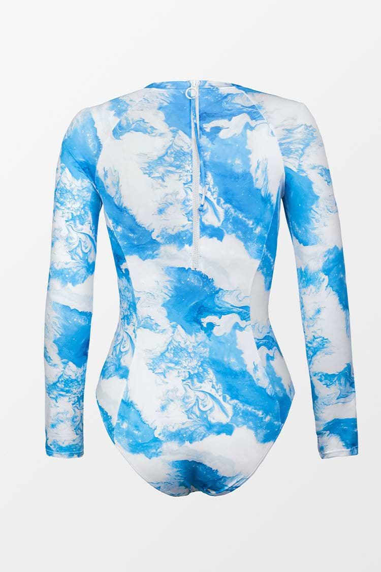 Langärmliger Badeanzug mit abstraktem Print