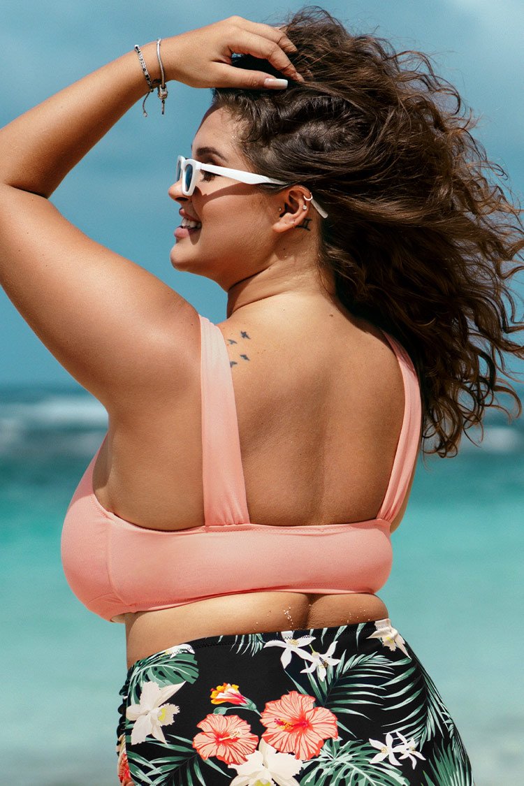 Große Größe gerüschtes Bikinioberteil
