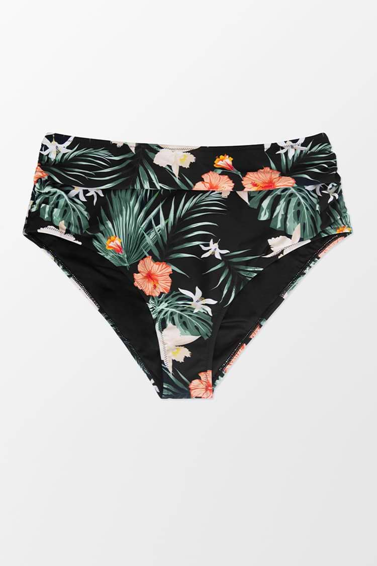 High-Waist Bikini-Hose mit Blumenmuster in großen Größen