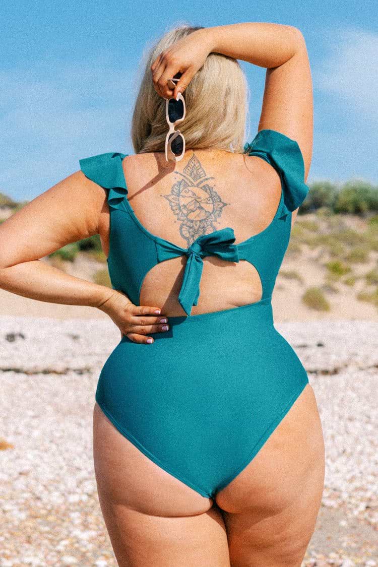 Maillot de bain une pièce grande taille avec bordures et à volants