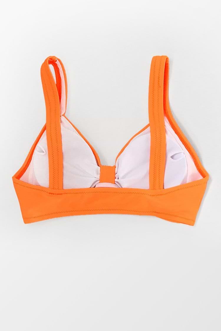 Neonorange geknotetes Bikinioberteil