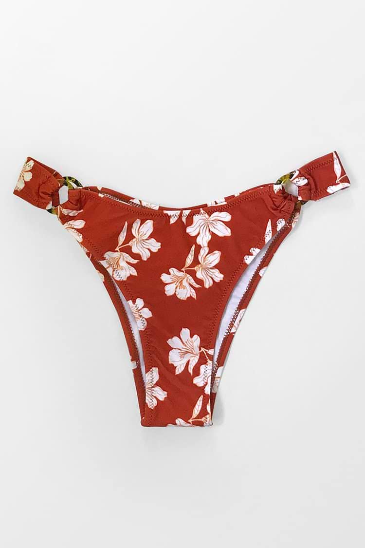 Bas de bikini à anneaux imprimé floral