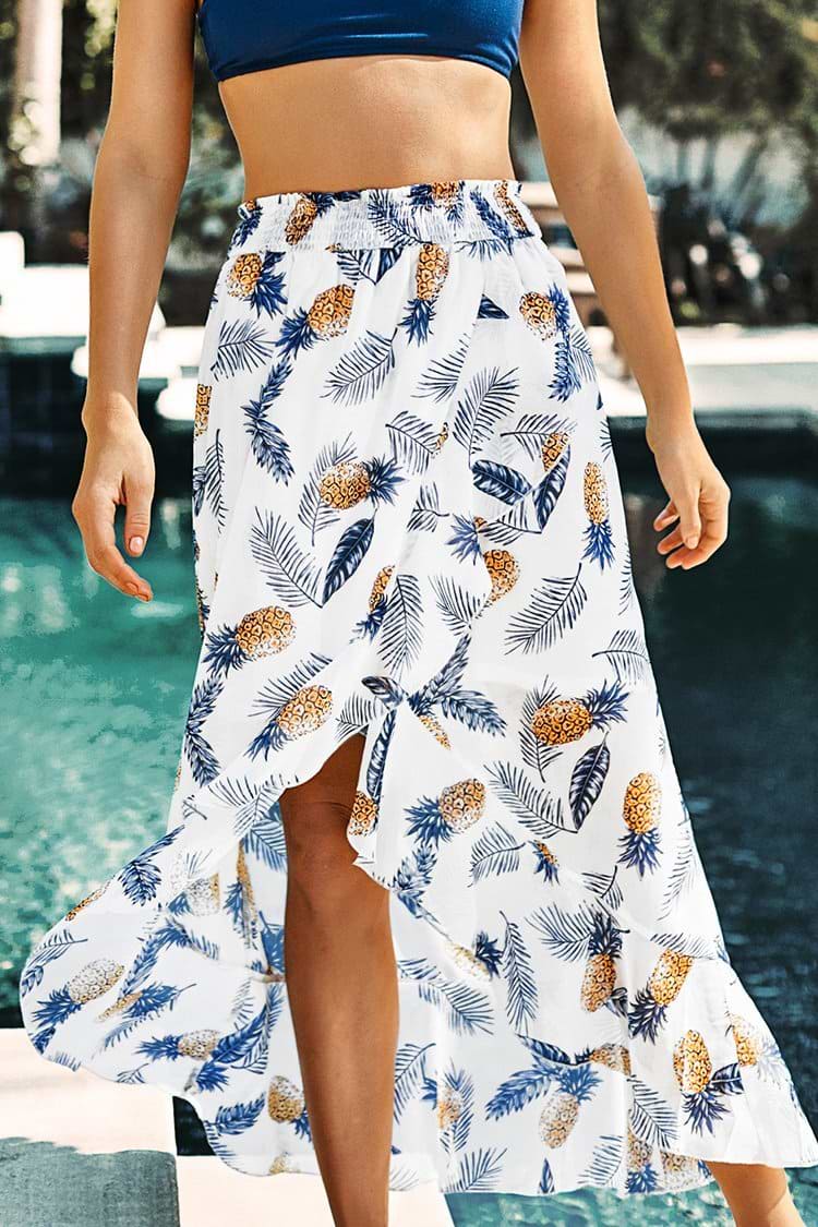 Maxirock mit Blatt- und Ananasmuster