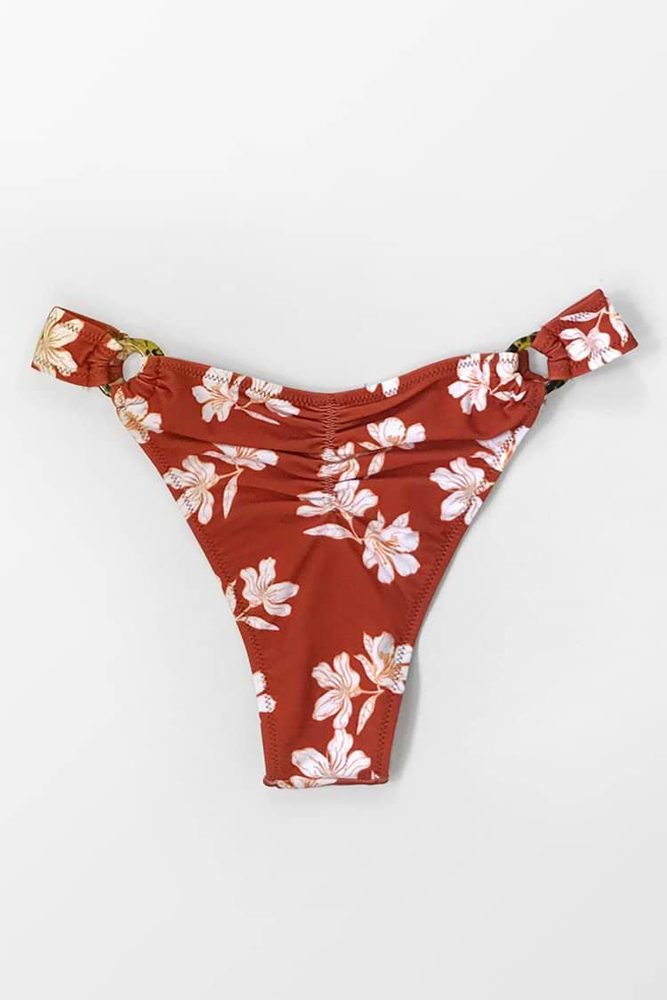 Bas de bikini à anneaux imprimé floral