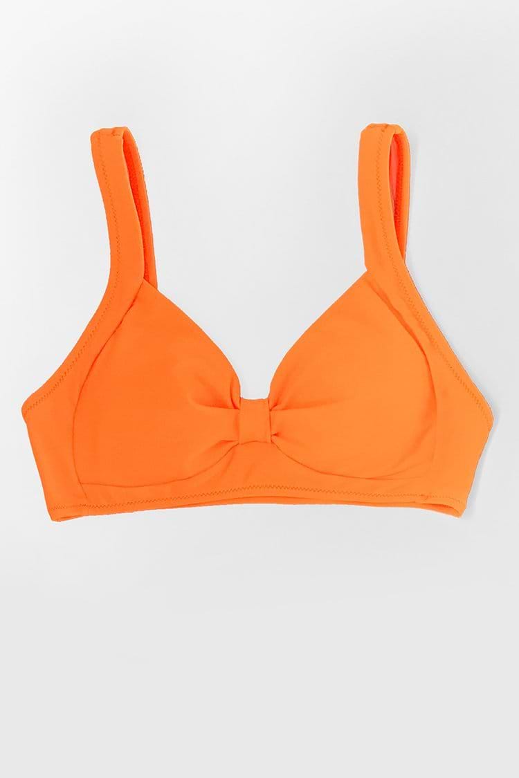 Neonorange geknotetes Bikinioberteil