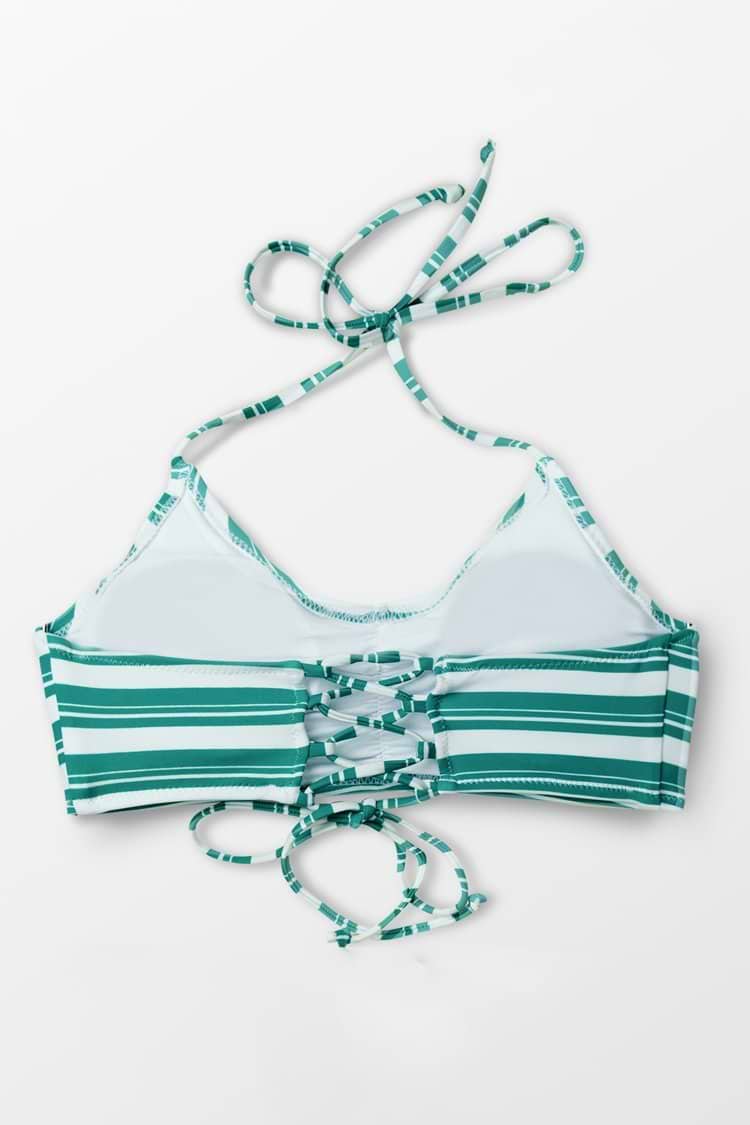Grün Streifen Bikini Oberteil