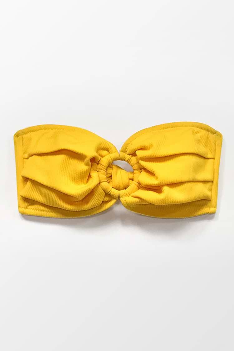 Gelbes Middie Ring Bikini Oberteil