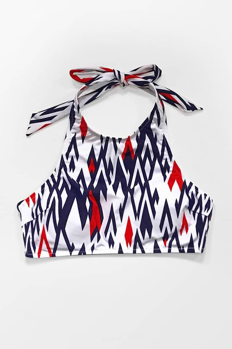 Geometrisches Neckholder-Bikini-Oberteil