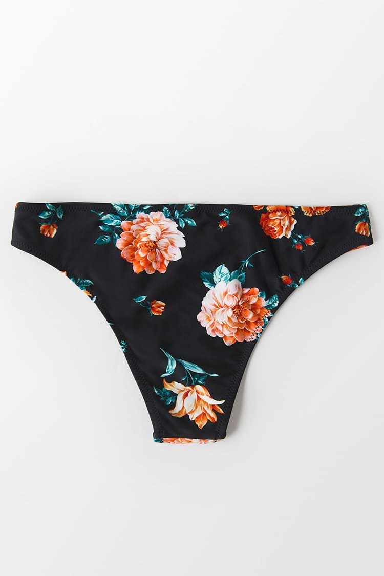 Bas de bikini à fleurs noir