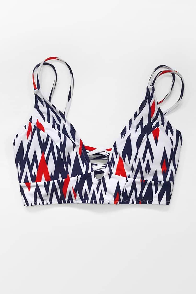 Geometrisches Riemchen-Bikini-Oberteil
