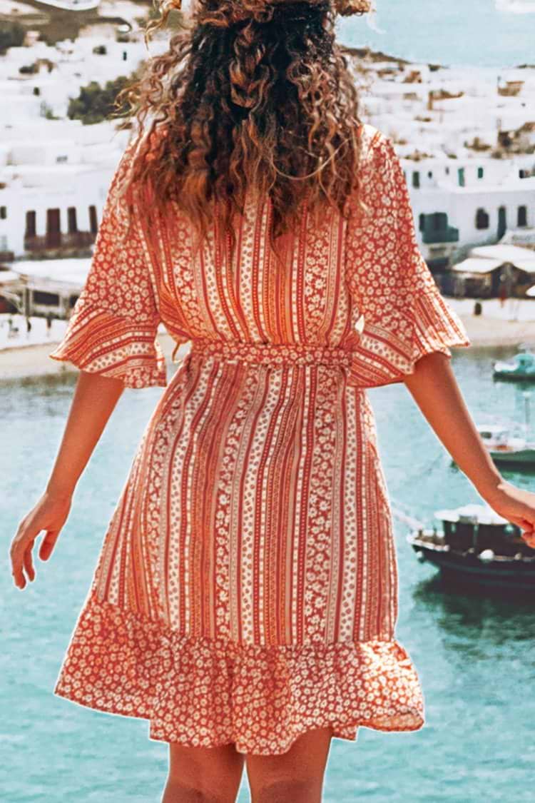 Robe portefeuille à volants