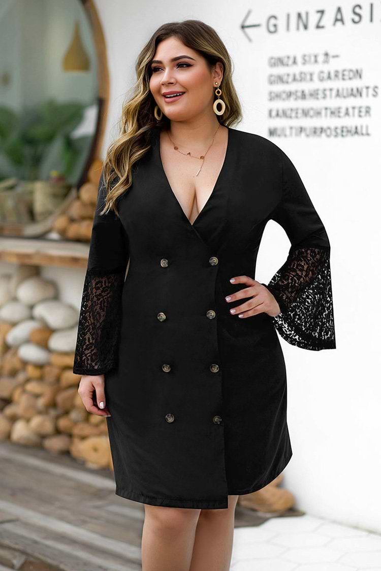 Robe manches longues en dentell col en V