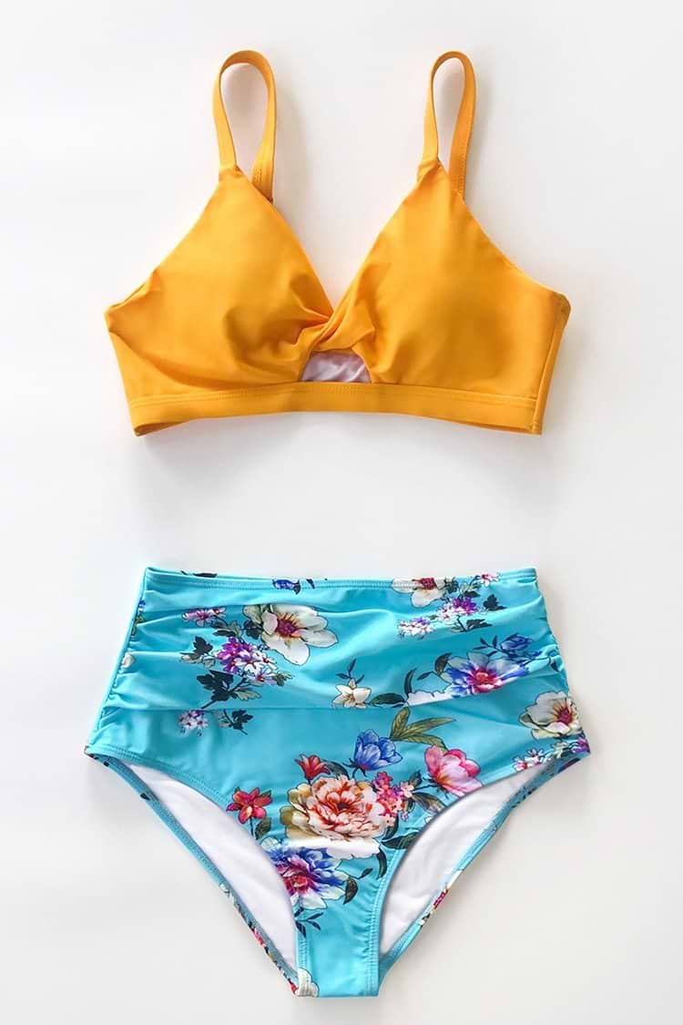 Ausschnitt Twist-Front-Bikini mit hoher Taille