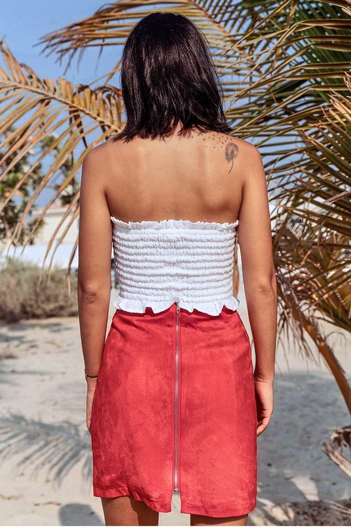 Mini-jupe zippée rouge