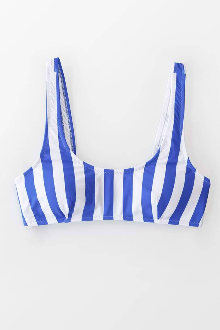 Bikini-Oberteil mit Streifen in Blau-Weiß