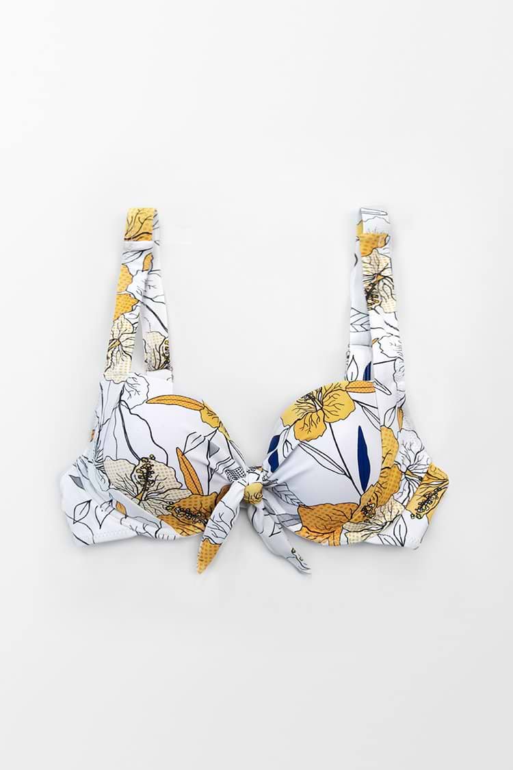 Geknotetes Bikini-Oberteil mit Blumenmuster