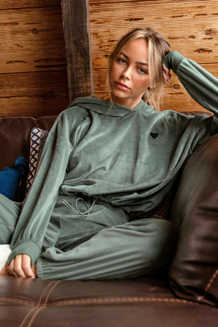 Langarm-Hoodie in Grün
