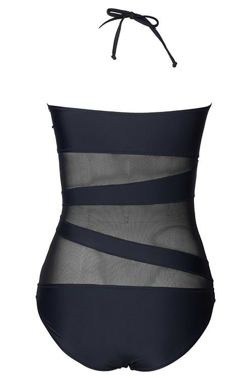 Chic Lady Mesh Splicing Halter Swimsuit