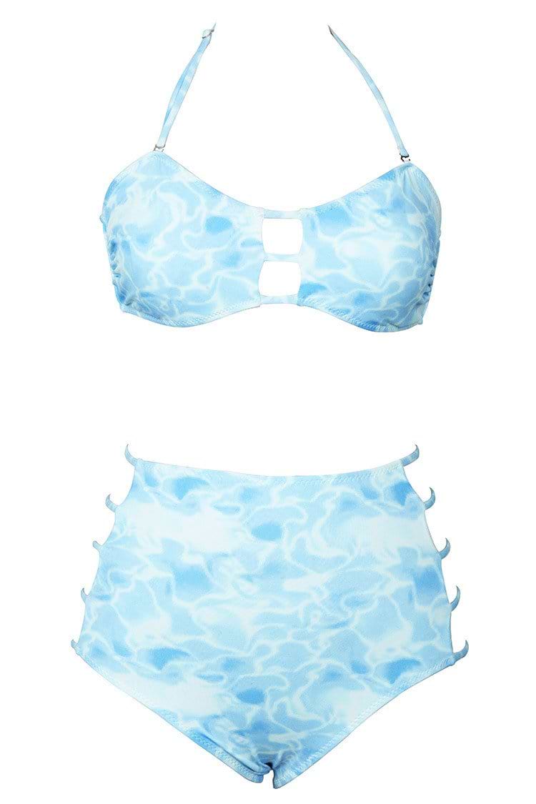 Foamy Waves Halter Bikini Set